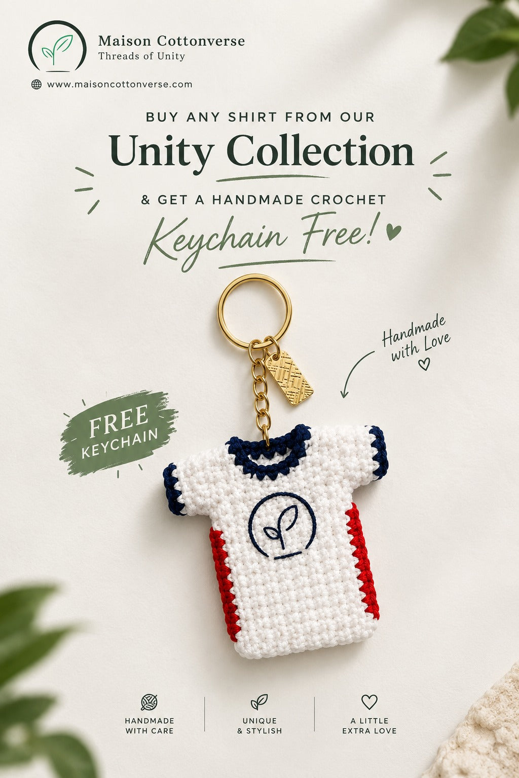 Handmade crochet Unity keychain